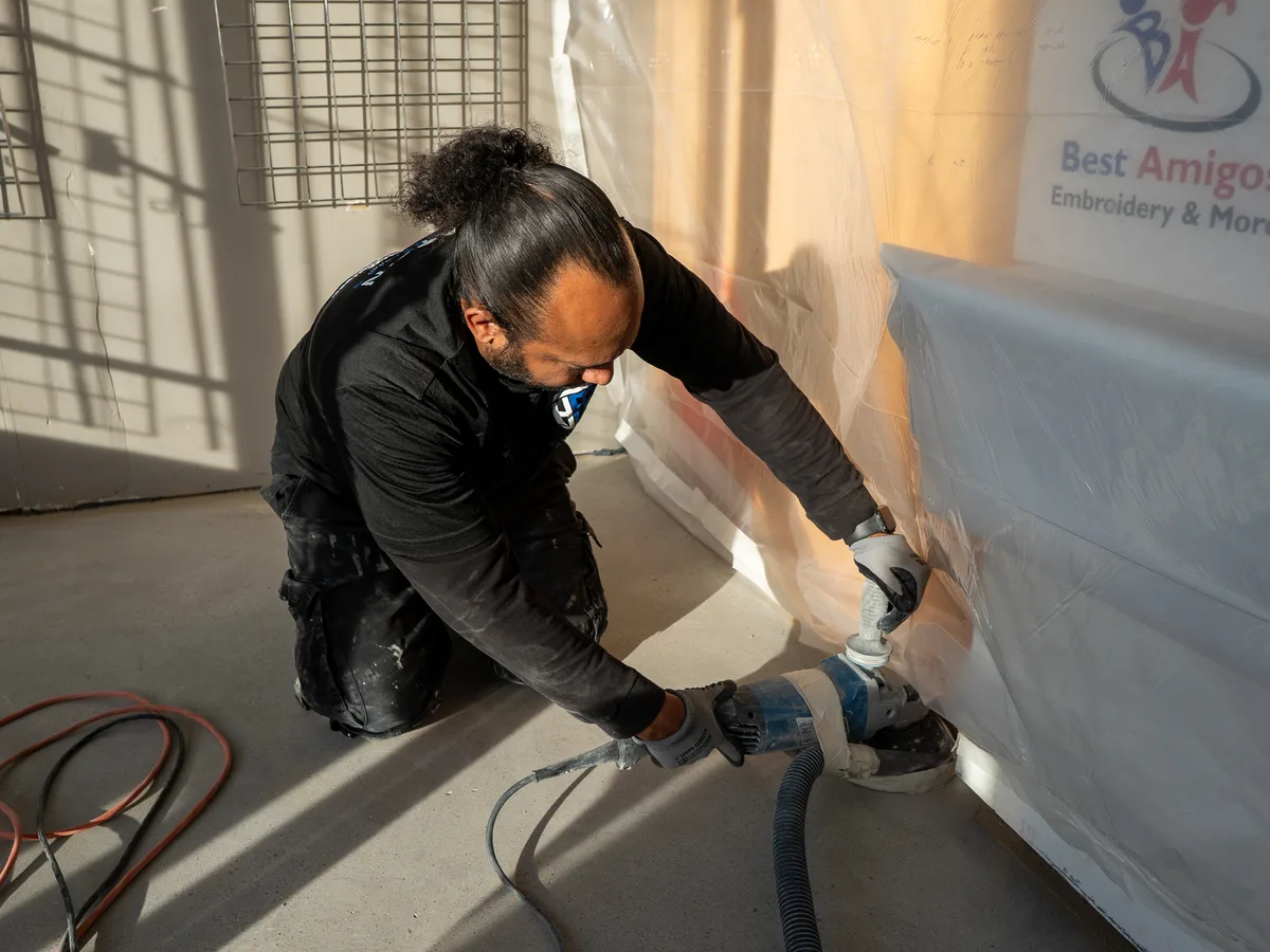 Diamond grinding garage floor